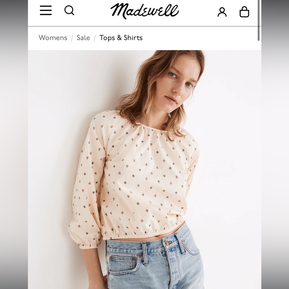 Madewell Gathered Puff-Sleeve Crop Top